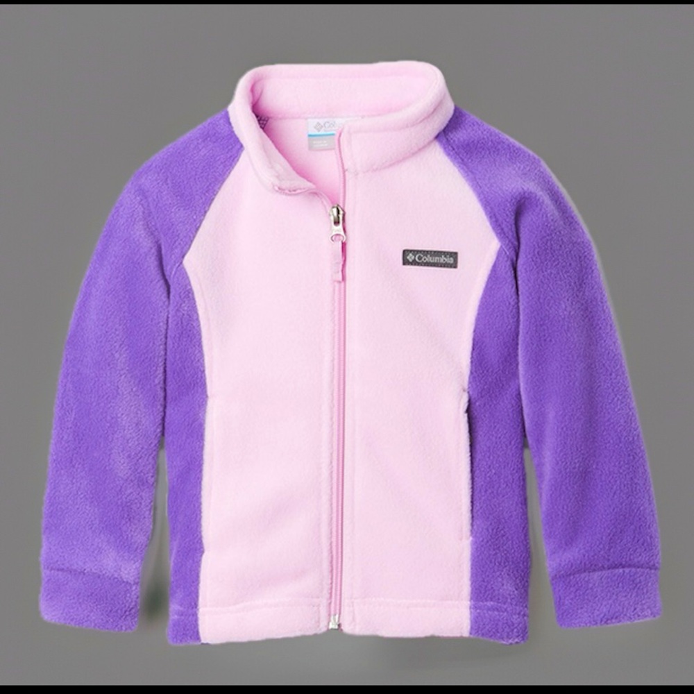 COLUMBIA YTH BENTON SPRINGS™ II PRINTED FLEECE Pink Orchid Terrain Sz S 7/8